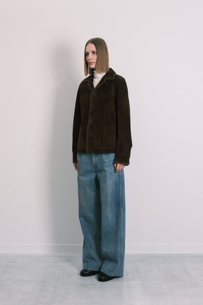 SUEDE SHIRT JACKET - OLIVE
