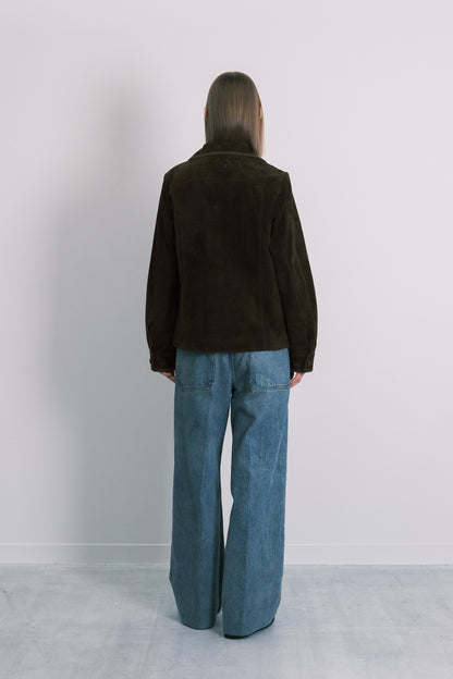SUEDE SHIRT JACKET - OLIVE