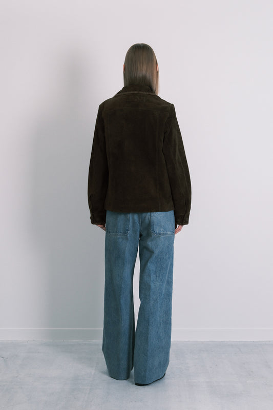 SUEDE SHIRT JACKET - OLIVE
