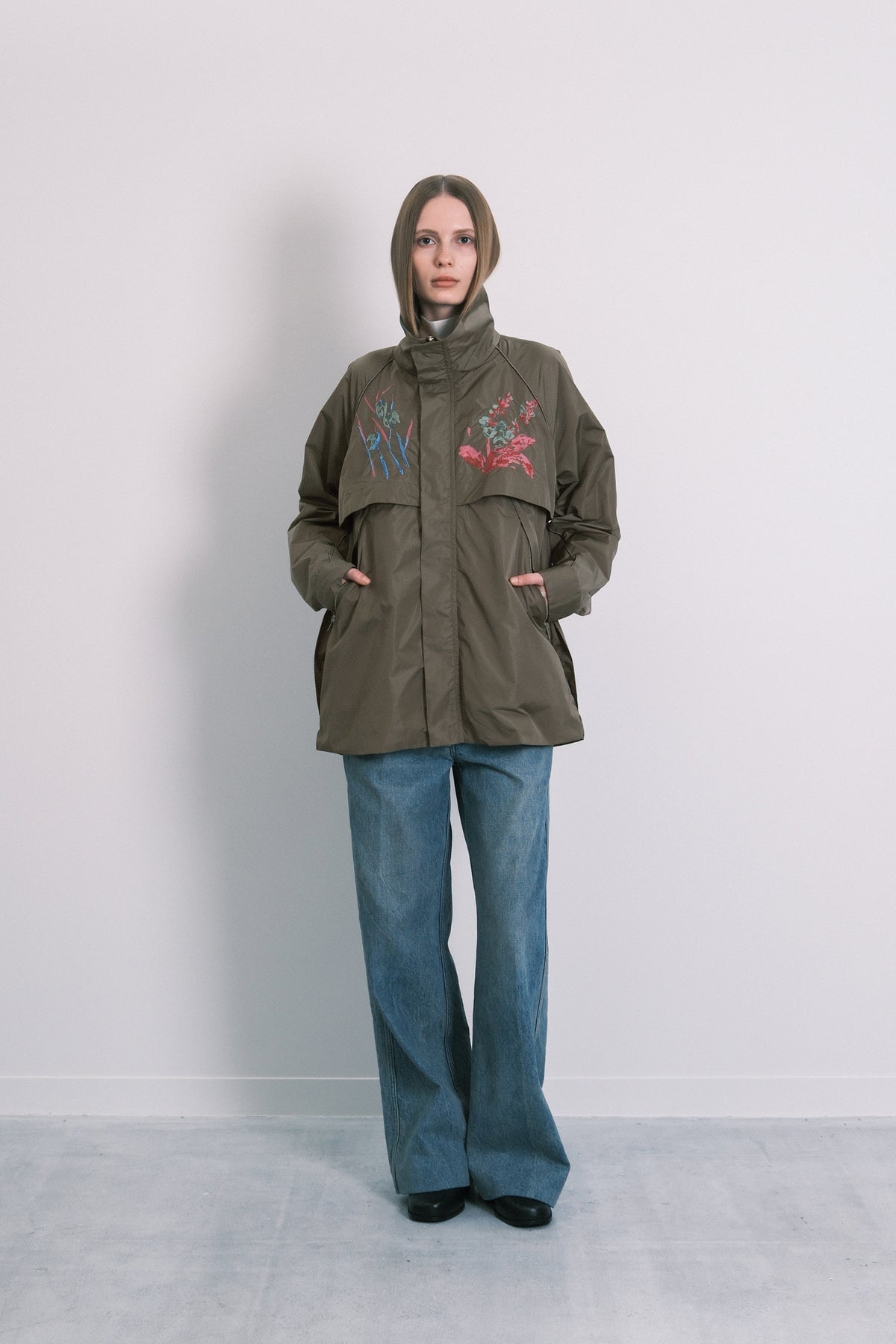 TRACK HALF COAT - SAGE(FLOWER)