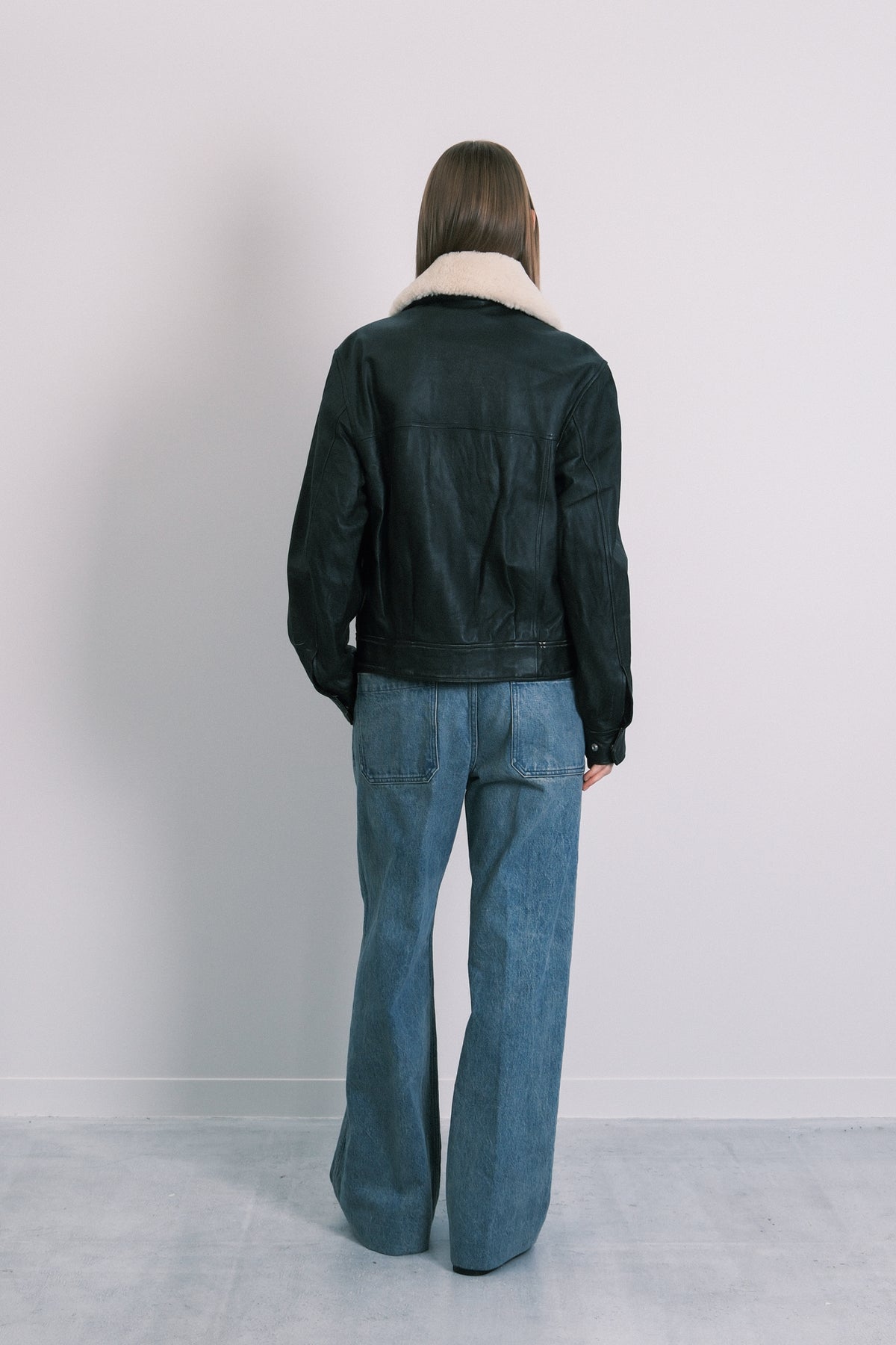 LEATHER FLIGHT JACKET - BLACK