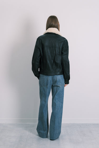 LEATHER FLIGHT JACKET - BLACK
