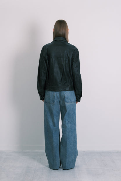 LEATHER FLIGHT JACKET - BLACK