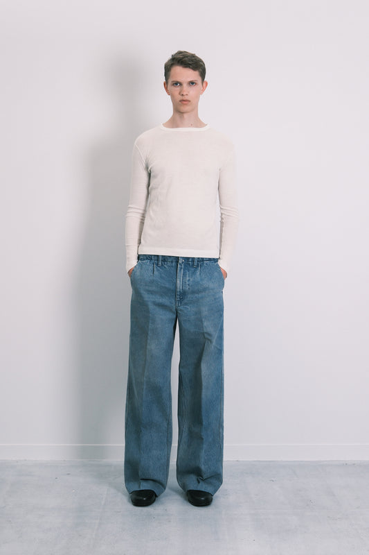 THE WIDE JEAN TROUSERS - DUSTY BLUE