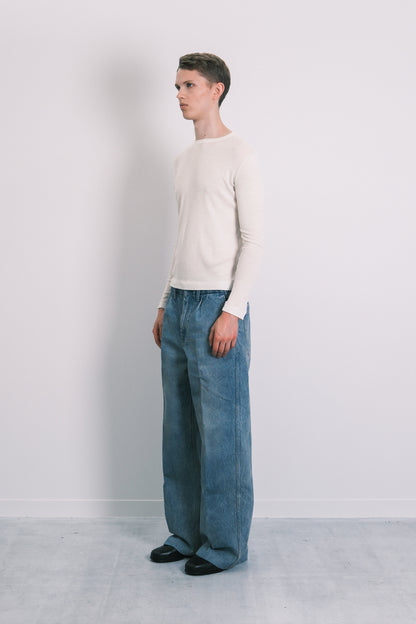 THE WIDE JEAN TROUSERS - DUSTY BLUE