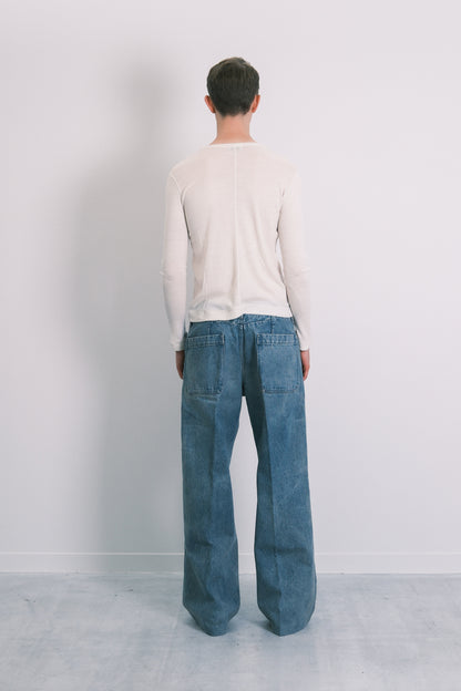 THE WIDE JEAN TROUSERS - DUSTY BLUE