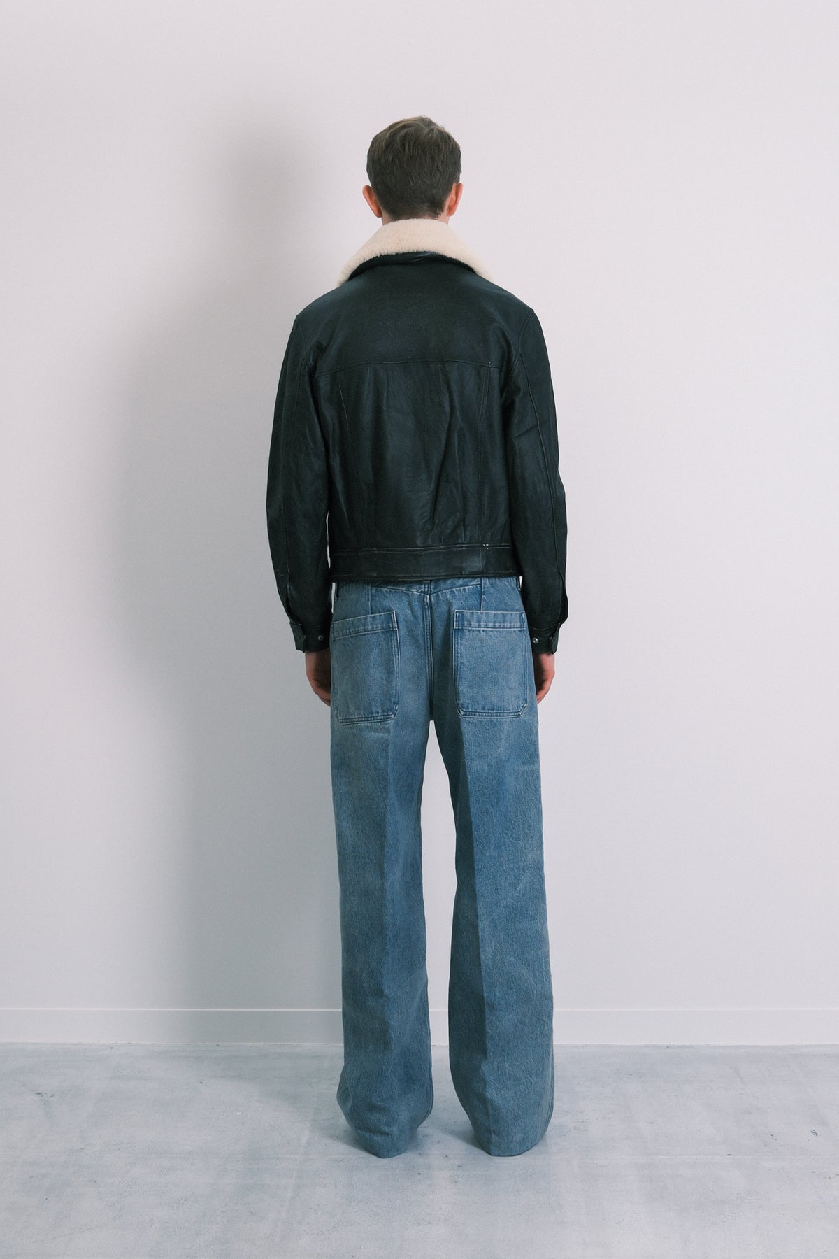 LEATHER FLIGHT JACKET - BLACK