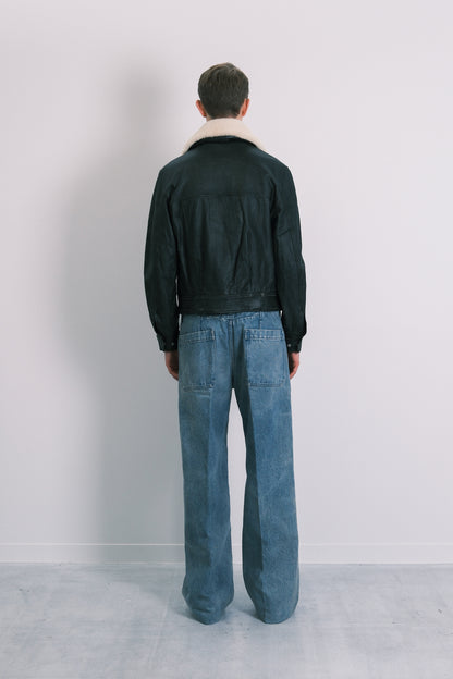 LEATHER FLIGHT JACKET - BLACK