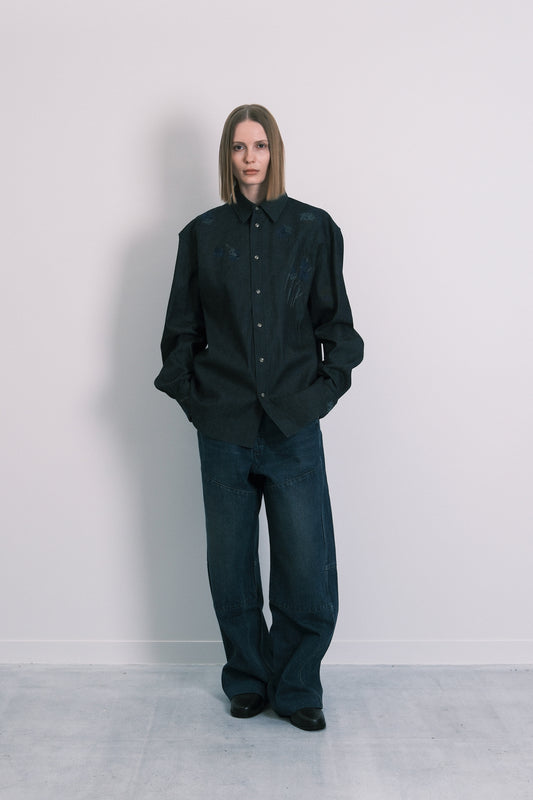 SHIFT WESTERN SHIRT - INDIGO BLUE(EMBROIDERY)