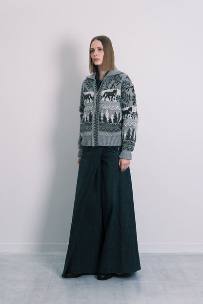 JACQUARD CARDIGAN - GRAY