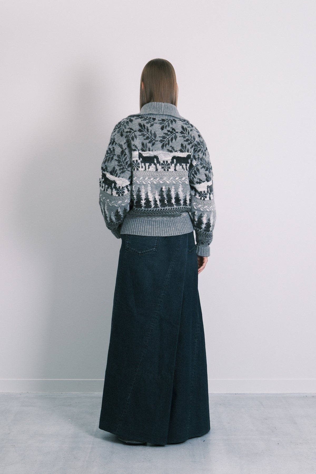 JACQUARD CARDIGAN - GRAY