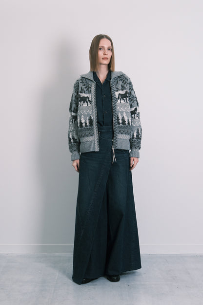 JACQUARD CARDIGAN - GRAY