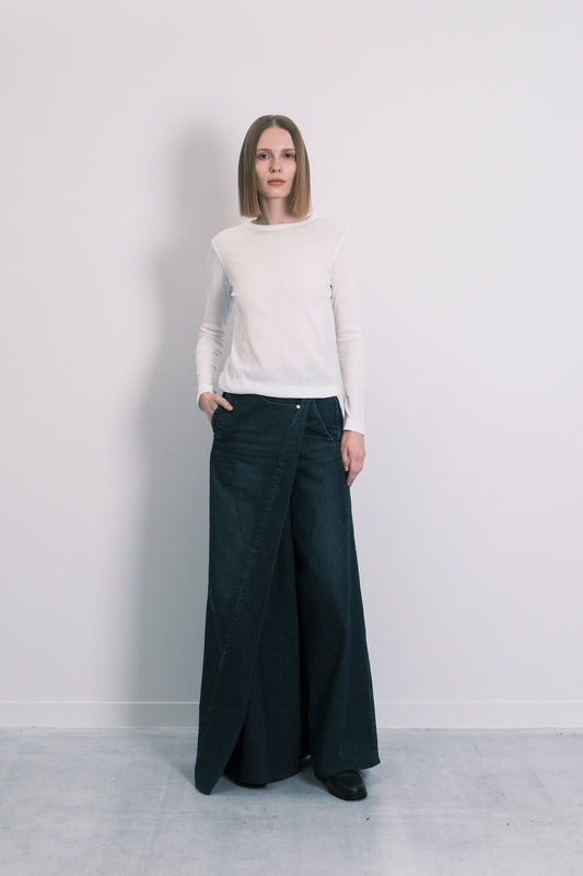 WRAP SKIRT PANTS - DARK BLUE