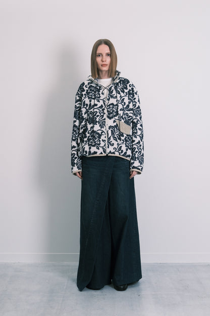 FLEECE JACKET - INDIGO FLOWER
