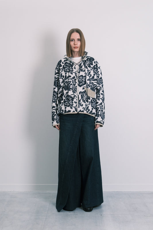 FLEECE JACKET - INDIGO FLOWER