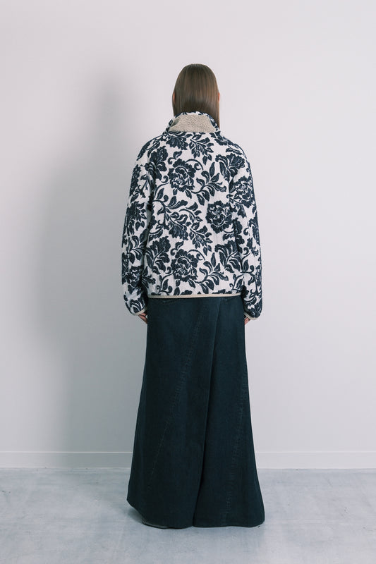 FLEECE JACKET - INDIGO FLOWER