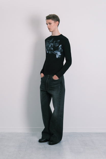 LONG SLEEVE TEE - BLACK(FLOWER)