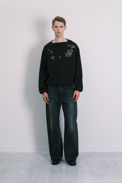 THE SWEATSHIRT - BLACK(FLOWER) - TANAKA