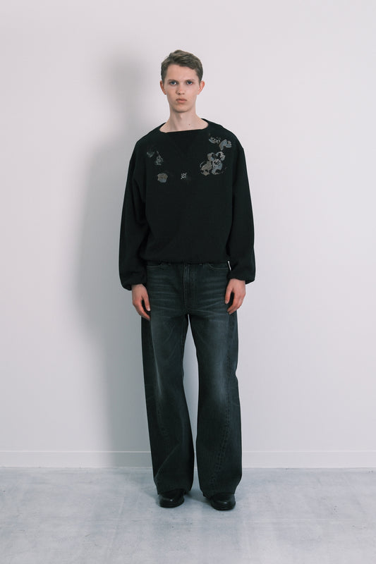 THE SWEATSHIRT - BLACK(FLOWER) - TANAKA