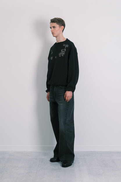THE SWEATSHIRT - BLACK(FLOWER) - TANAKA