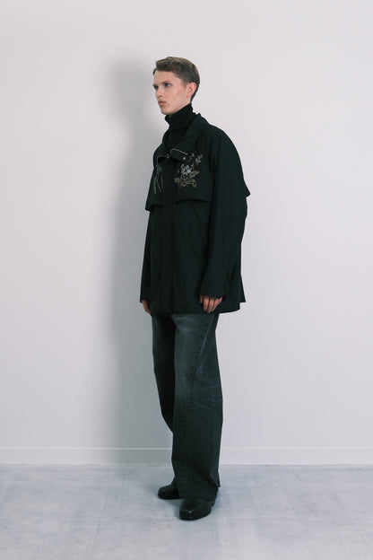 TRACK HALF COAT - BLACK(FLOWER)