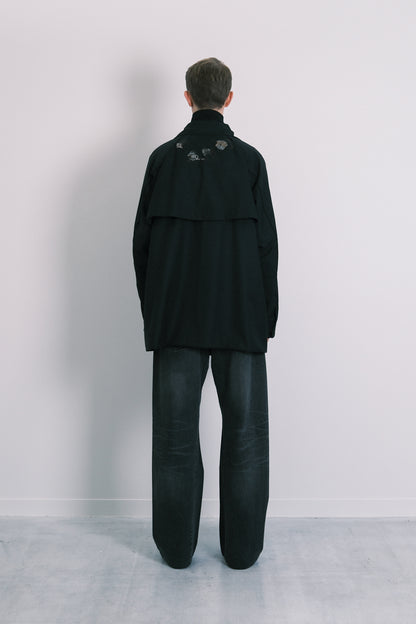 TRACK HALF COAT - BLACK(FLOWER)