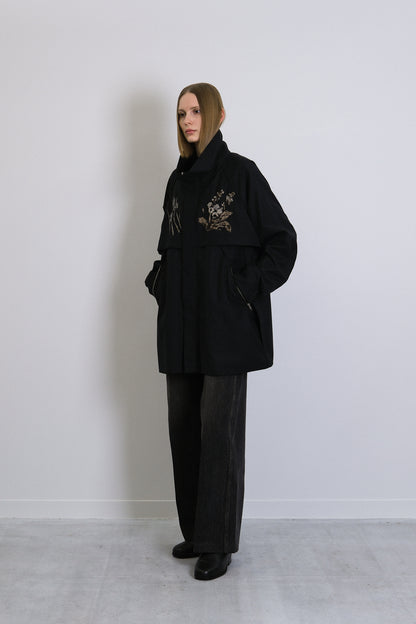 TRACK HALF COAT - BLACK(FLOWER)