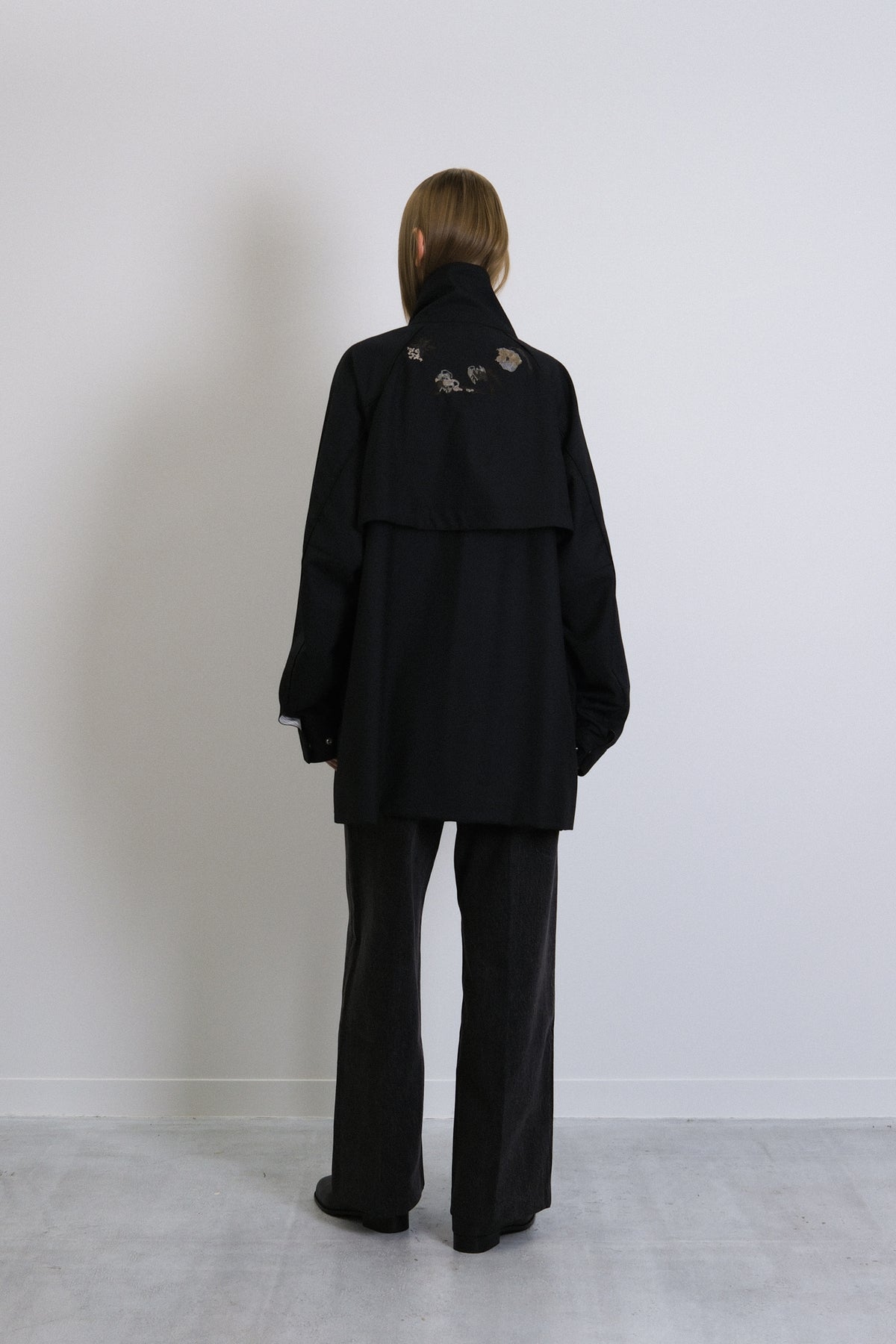 TRACK HALF COAT - BLACK(FLOWER)