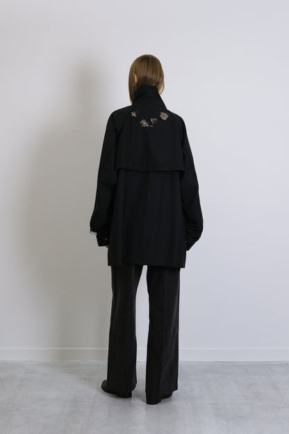 TRACK HALF COAT - BLACK(FLOWER)