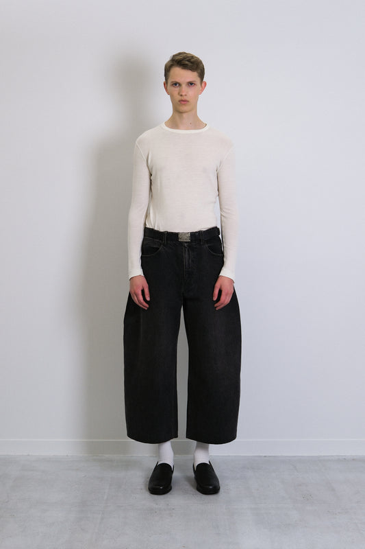 WIDE CROPPED JEANS - PINKY BLACK - TANAKA
