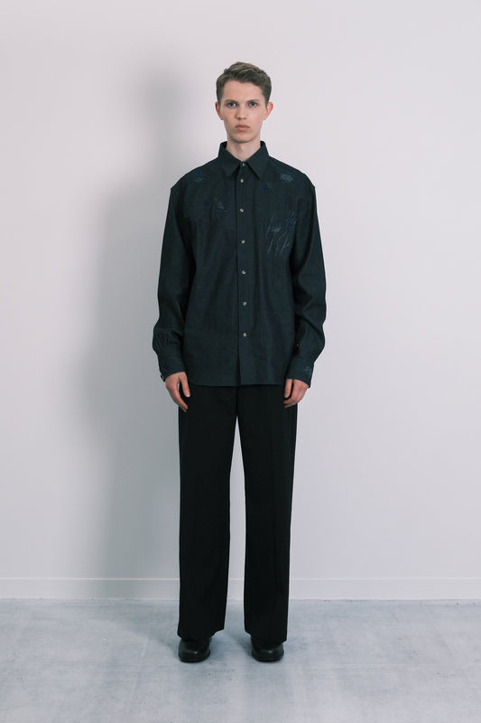 SHIFT WESTERN SHIRT - INDIGO BLUE(EMBROIDERY)