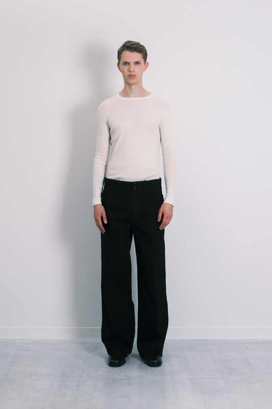 THE WIDE JEAN TROUSERS - BLACK BLACK