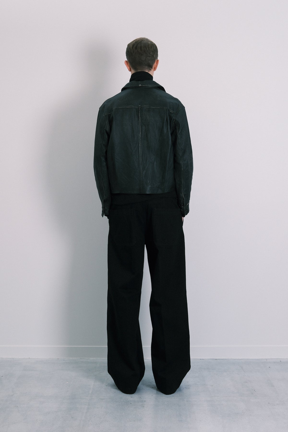 LEATHER JEAN JACKET - BLACK