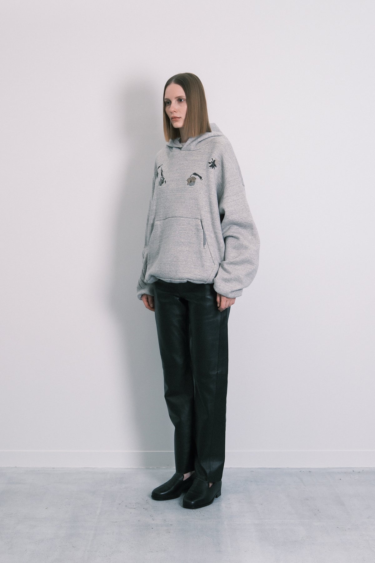 THE SWEAT HOODIE - HEATHER GRAY(FLOWER) - TANAKA