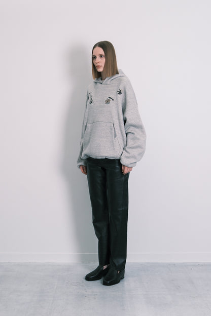THE SWEAT HOODIE - HEATHER GRAY(FLOWER) - TANAKA