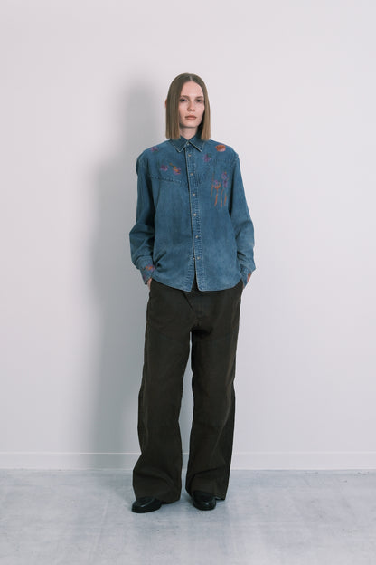 SHIFT WESTERN SHIRT - DUSTY BLUE(EMBROIDERY)