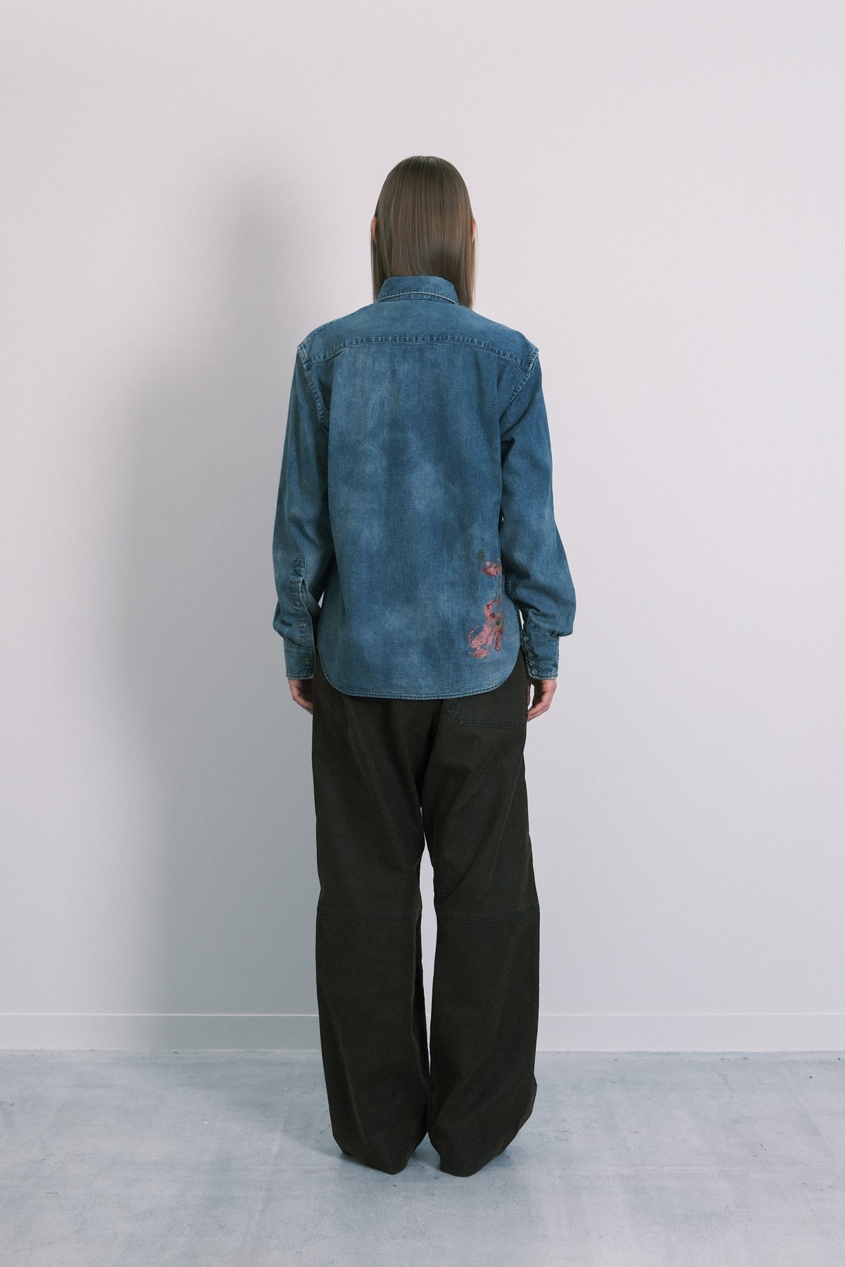 SHIFT WESTERN SHIRT - DUSTY BLUE(EMBROIDERY)