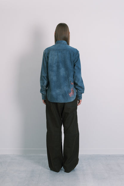 SHIFT WESTERN SHIRT - DUSTY BLUE(EMBROIDERY)