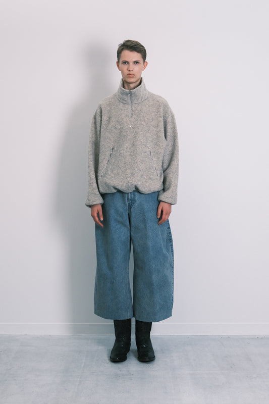 WIDE CROPPED JEANS - DUSTY BLUE