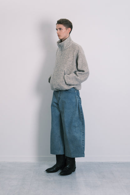 WIDE CROPPED JEANS - DUSTY BLUE