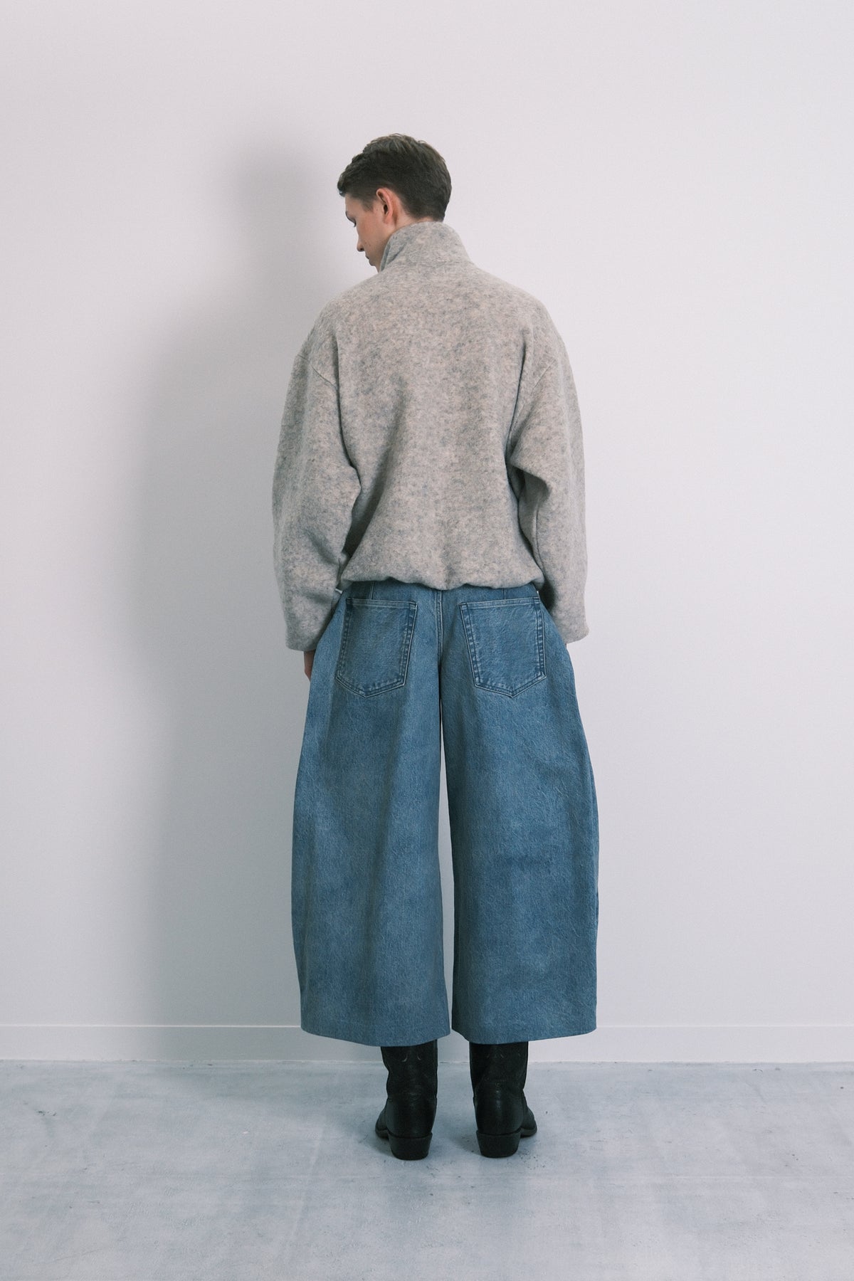 WIDE CROPPED JEANS - DUSTY BLUE