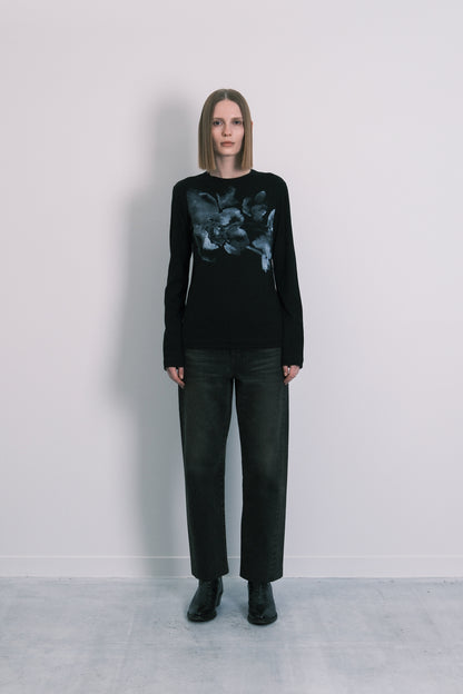 LONG SLEEVE TEE - BLACK(FLOWER)