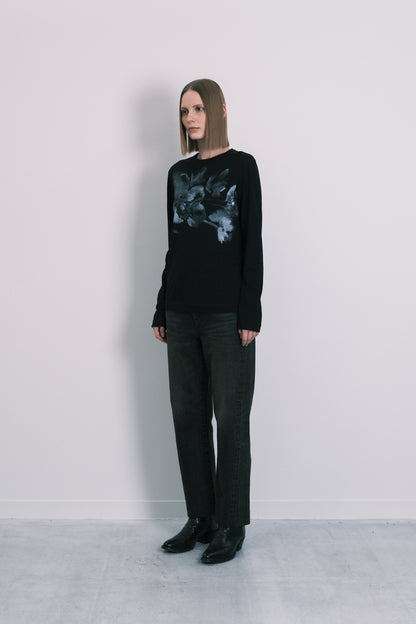 LONG SLEEVE TEE - BLACK(FLOWER)