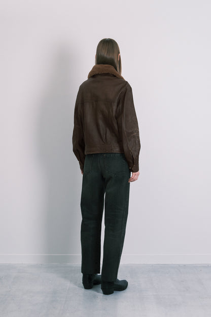 LEATHER FLIGHT JACKET - BROWN