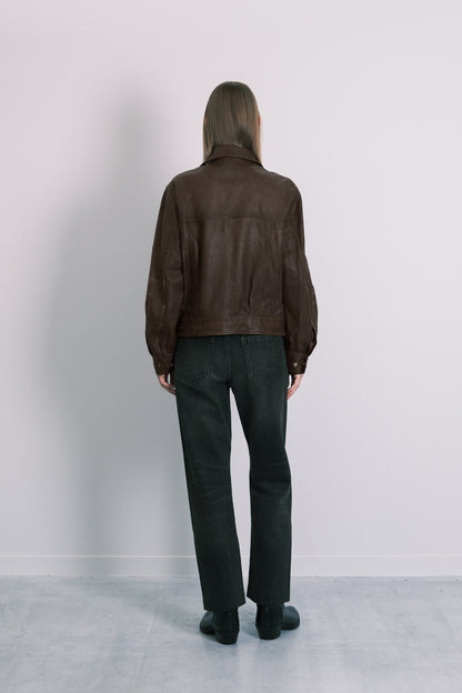 LEATHER FLIGHT JACKET - BROWN