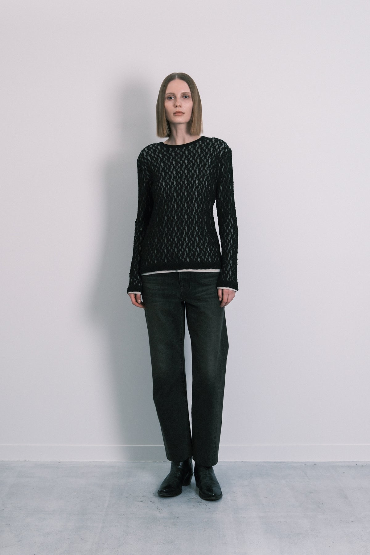 LONG SLEEVE TEE - SHEER BLACK