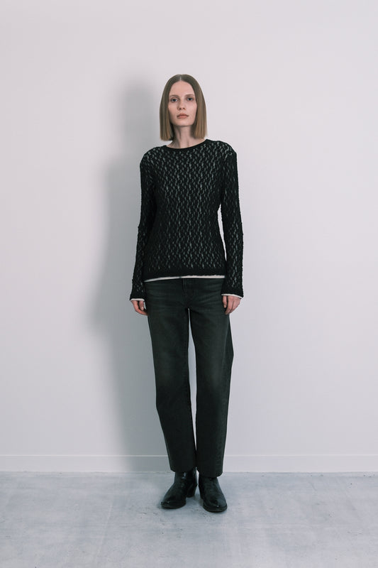 LONG SLEEVE TEE - SHEER BLACK