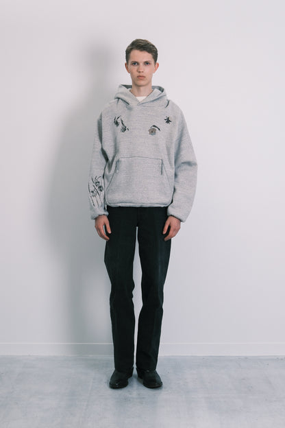 THE SWEAT HOODIE - HEATHER GRAY(FLOWER) - TANAKA