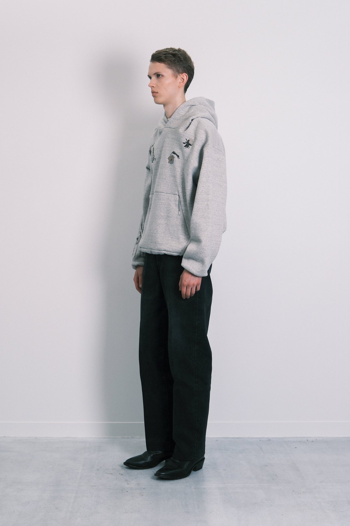 THE SWEAT HOODIE - HEATHER GRAY(FLOWER) - TANAKA