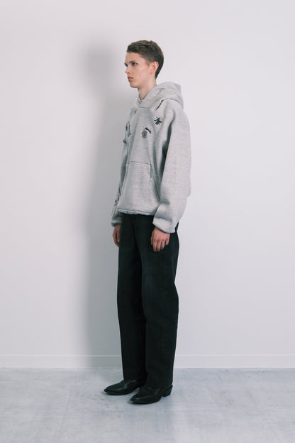 THE SWEAT HOODIE - HEATHER GRAY(FLOWER) - TANAKA